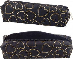 Trousse noire avec petits cœurs dorés