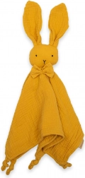 doudou en mousseline new baby rabbit couleur moutarde