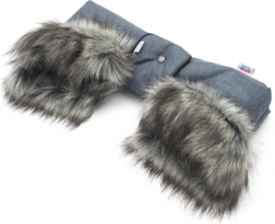 Manchon pour poussette 2-en-1 avec fausse fourrure – bleu