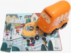 TOP BRIGHT puzzle en bois avec jouet bus scolaire, 24 pièces