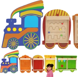 Système mural flexible pour 5 tableaux éducatifs – train MASTERKIDZ