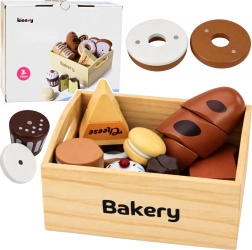 Mini boulangerie en bois – set magnétique de viennoiseries dans une caisse en bois (10 pièces)