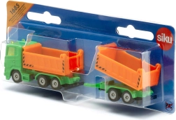 Camion orange Siku avec benne basculante et remorque