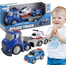 Woopie City Truck, dépanneuse de police bleue avec effets lumineux et sonores