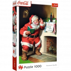 Puzzle 1000 pièces Coca‑Cola de Noël – Santa près de la cheminée