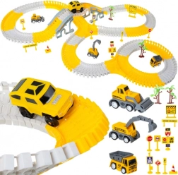 ensemble de piste de course modulaire avec voitures, 255 pièces, thème chantier