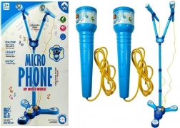Set karaoké pour enfants avec double microphone sur trépied – bleu