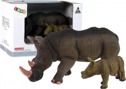 Set de 2 figurines rhinocéros avec petit – série Animaux du monde