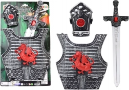 costume de chevalier avec armure, épée et protège-tibia pour enfants