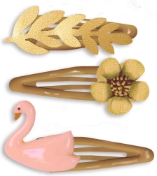 Barrettes à cheveux Djeco Carmen – cygne, fleur et feuille