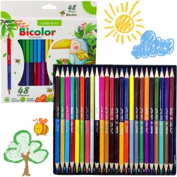 Crayons bicolores triangulaires double pointe 48 couleurs