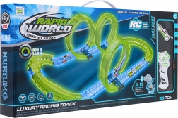 Piste de course lumineuse avec voiture RC, 38 pièces