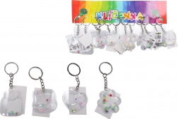 Porte-clés acrylique avec paillettes et liquide – assortiment de motifs