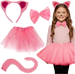 Costume chat rose pour filles 4-en-1 KRUZZEL