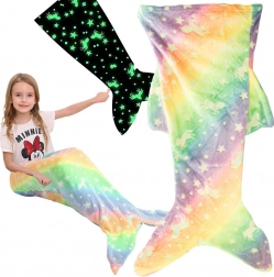 Couverture lumineuse arc-en-ciel en forme de queue de sirène pour enfants