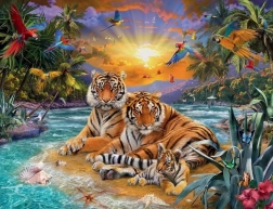 Peinture diamant Famille de tigres 30x40 cm