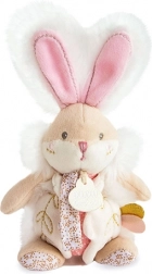 Doudou lapin avec hochet et attache-tétine 21 cm – Rose