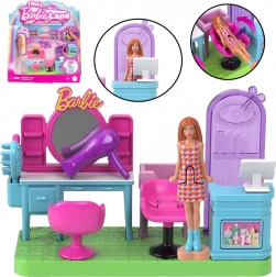 Barbie Mini BarbieLand - Salon de coiffure avec mini poupée Barbie articulée