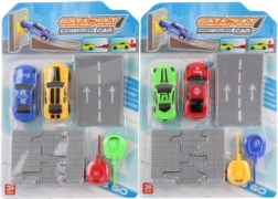 Ensemble de voitures à ressort avec rampe et mur à détruire