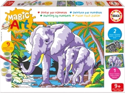 Peinture par numéros : éléphants et zèbres EDUCA