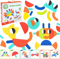 WOOPIE GREEN puzzle Montessori en bois – 40 modèles, 55 pièces, certification FSC
