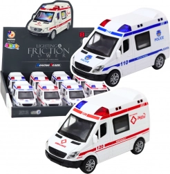 Ambulance de pompier avec portes ouvrantes et effets lumineux et sonores