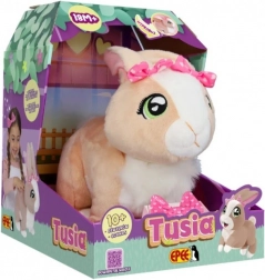 Lapin en peluche interactif Tusia avec petit nœud