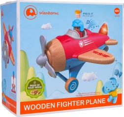 Avion rouge en bois avec lumières et sons