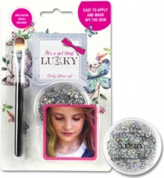 Gel corporel pailleté Lukky avec pinceau argenté