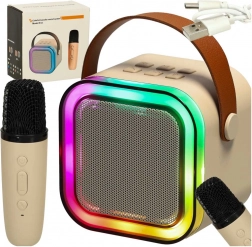 Set de karaoké micro + haut-parleur portable BLUETOOTH USB LED beige