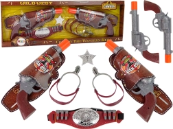 Set de cowboy avec deux revolvers et accessoires