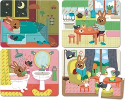 Vilac puzzle en bois Maison – 4 puzzles de 6 pièces dans un coffret