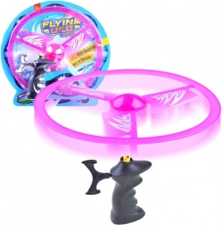 Disque volant avec lanceur et effet lumineux – Rose