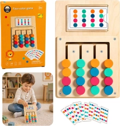 Jeu de logique en bois pour enfants – puzzle de boutons colorés avec cartes (12 pièces)