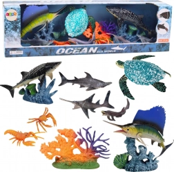 Ensemble de figurines d’animaux marins avec parties mobiles – tortue et poissons