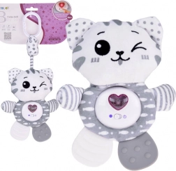 Chaton en peluche interactif 3-en-1 avec mélodies et anneau de dentition
