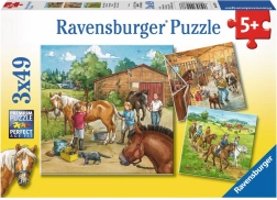 Puzzle Ravensburger Une journée avec les chevaux 3x49 pièces