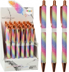 Stylo métallique automatique scintillant recharge bleue 1,0 mm