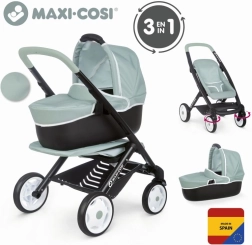 Poussette combinée pour poupées MAXI-COSI 3-en-1 turquoise grise