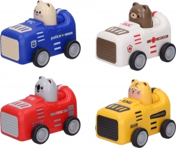 Petit animal dans une petite voiture à remontoir 9 cm