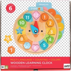 Horloge éducative en bois avec animaux