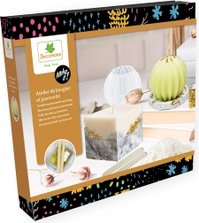Make it! fabrication de bougies et de bougeoirs – kit créatif en cire de soja et jesmonite