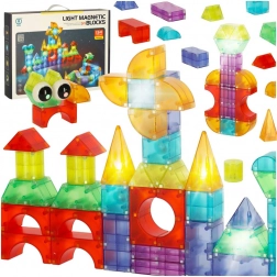 Blocs de construction magnétiques avec éléments lumineux, figures 3D – 134 pcs