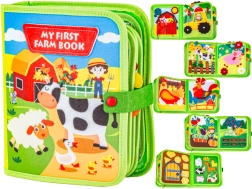 Livre d’activités en feutrine : ferme joyeuse avec volets et pièces à scratch