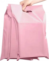 Enveloppes postales plastiques roses avec poignée 540 × 700 + 70 mm, 50 pcs