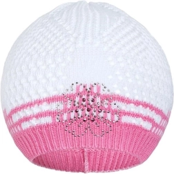 Bonnet tricoté New Baby fleur rose
