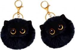 Porte-clés en peluche chat noir