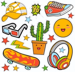 Autocollants thermocollants YO – petite planche aux motifs d’été