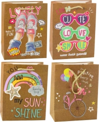 Sac cadeau en papier avec motifs colorés 23 x 18 x 10,5 cm