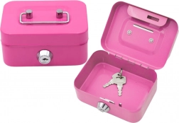 Tirelire en métal avec serrure – rose, 2 clés